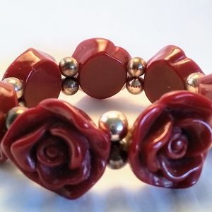 Red Rose beaded bangle